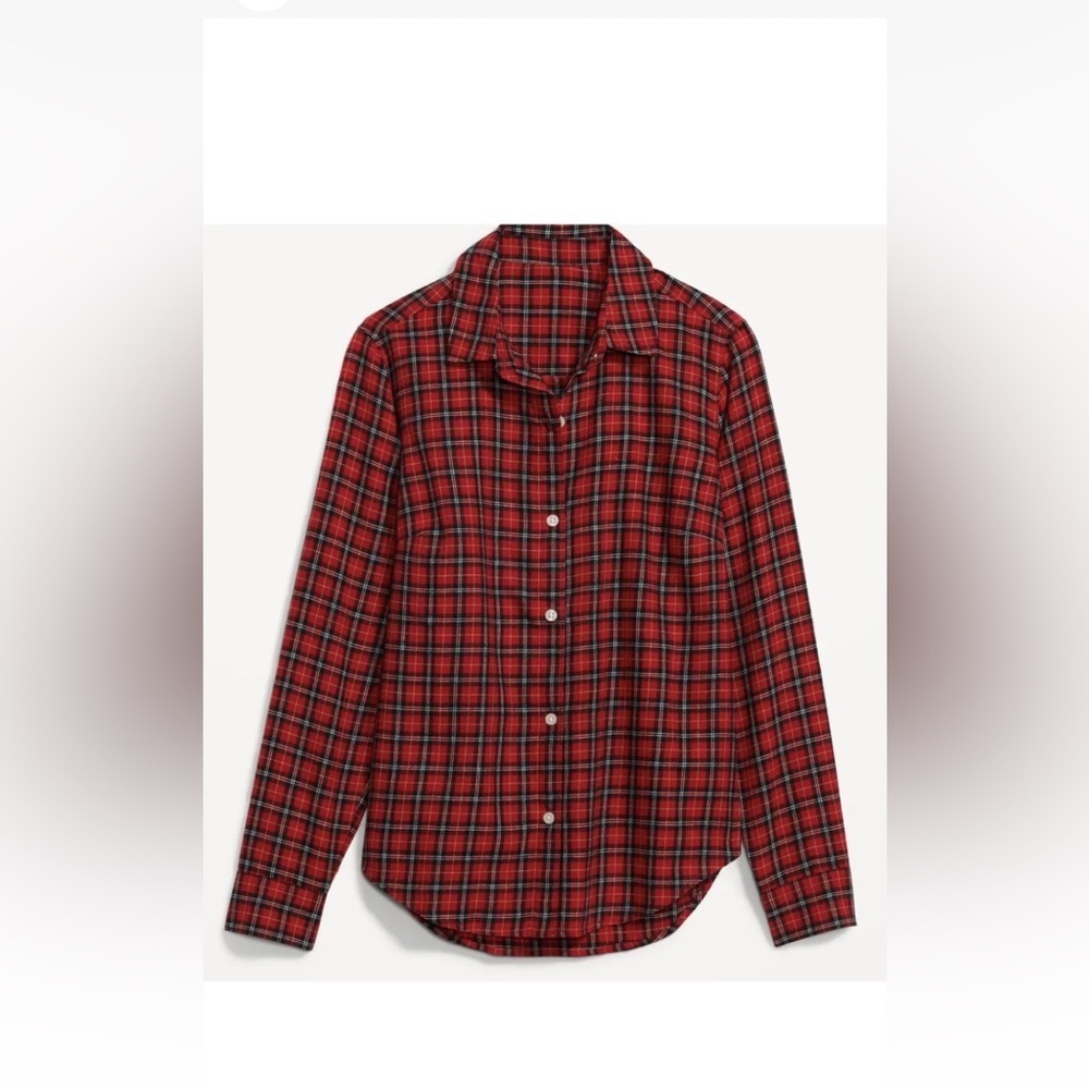 RED Plaid Shirt. Old Navy Classic. Flannel. New! Large. Shirttail hem. - Picture 5 of 7